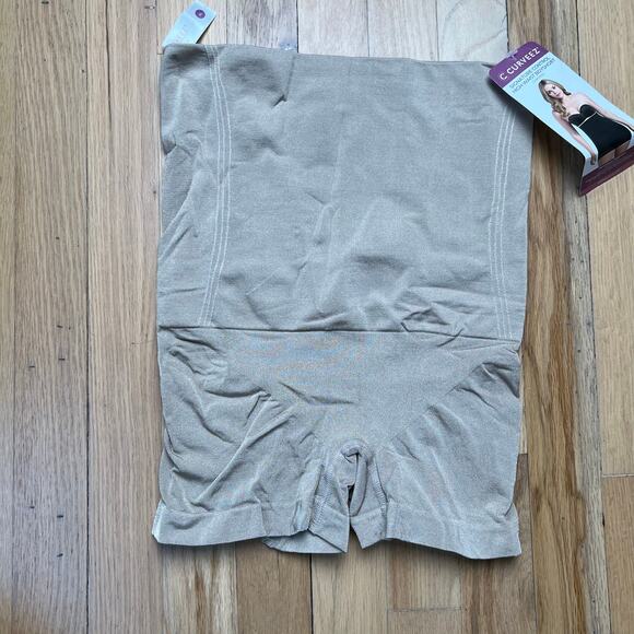 NEW Curveez Womens XL Signature Control High Waist Boy Short Shapewear Beige Tan - Picture 1 of 9